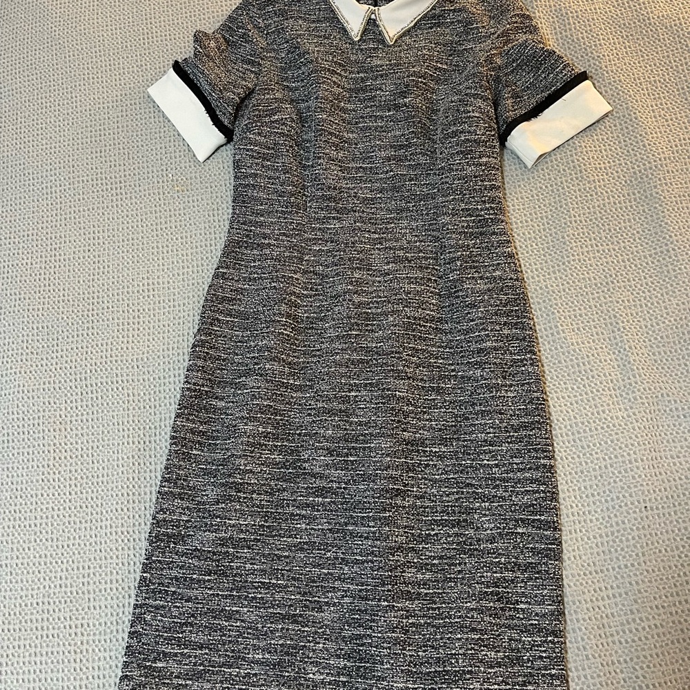 Ivanka Trump Gray and White Textured Midi Dress